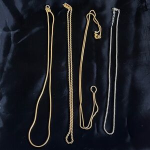 4- costume jewelry chain necklaces